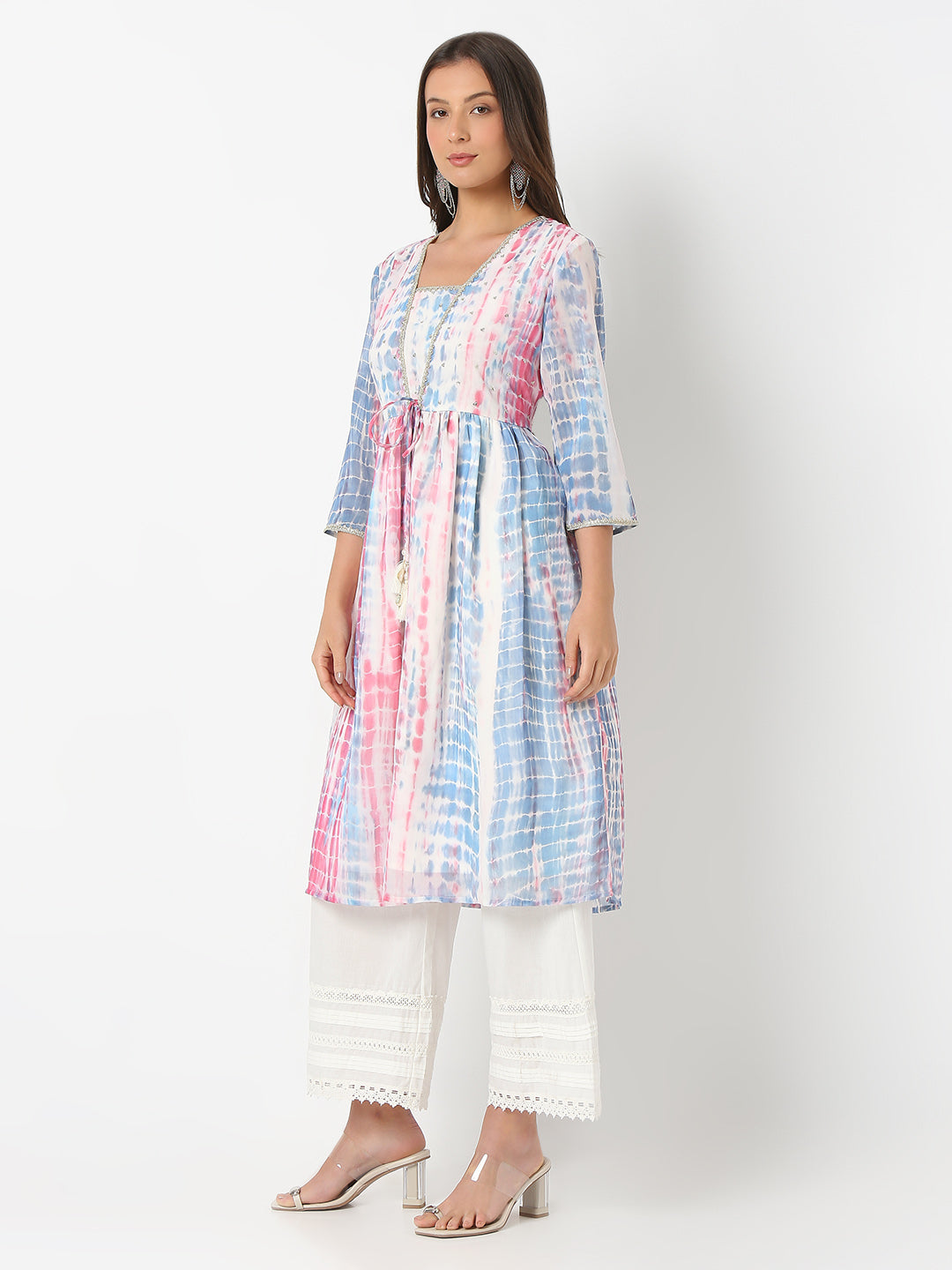 Flare Fit Printed Three-Fourth Sleeve Kurta