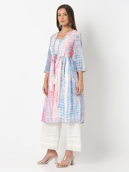 Flare Fit Printed Three-Fourth Sleeve Kurta