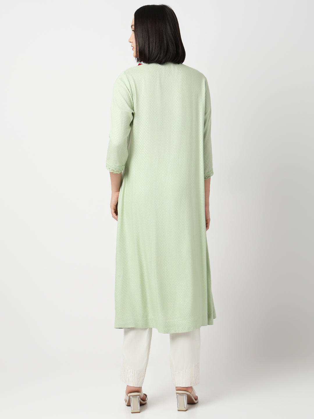 Regular Fit Embroidered Three-Fourth Sleeve Kurta