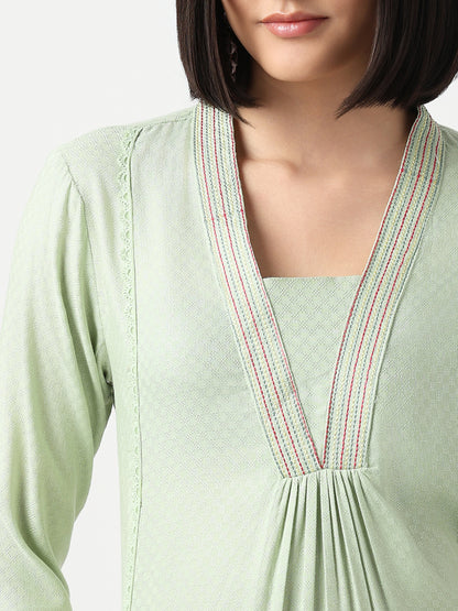Regular Fit Embroidered Three-Fourth Sleeve Kurta