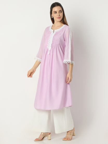 Flare Fit Solid Round Neck Kurta