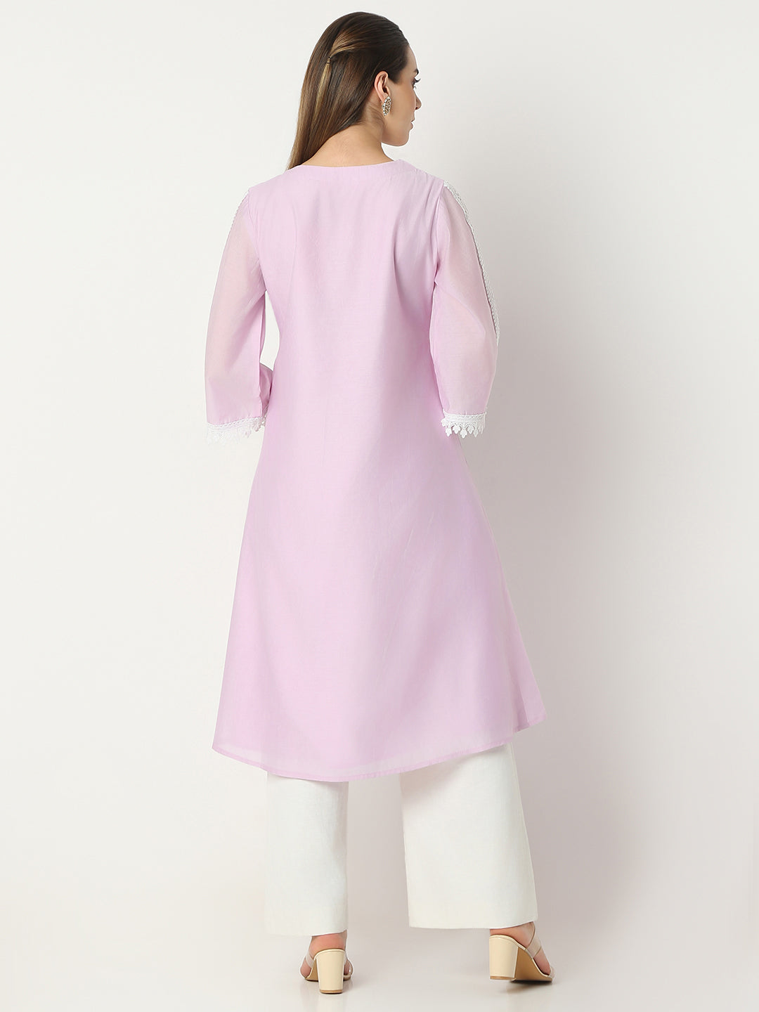 Flare Fit Solid Round Neck Kurta