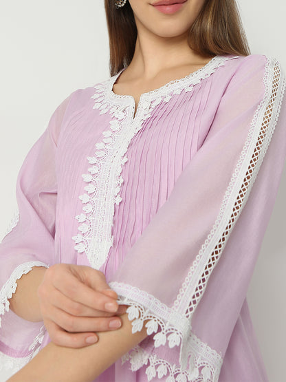 Flare Fit Solid Round Neck Kurta