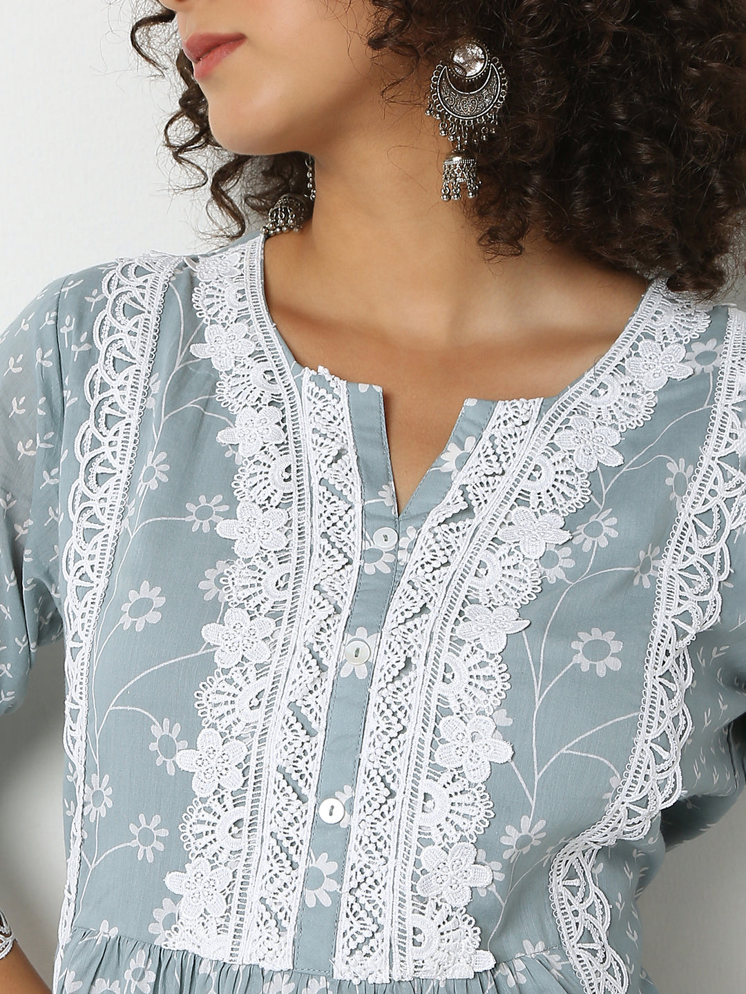 Regular Fit Printed Round Neck Three-Fourth Sleeve Kurta
