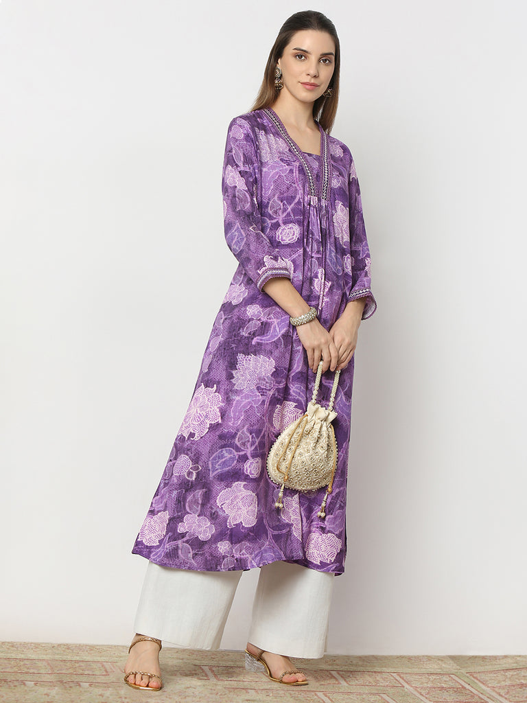 Flare Fit Printed V-Neck Kurta