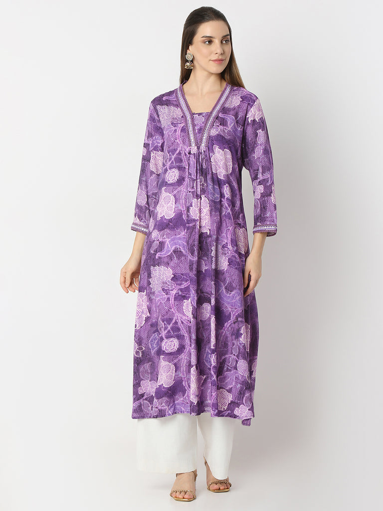 Flare Fit Printed V-Neck Kurta