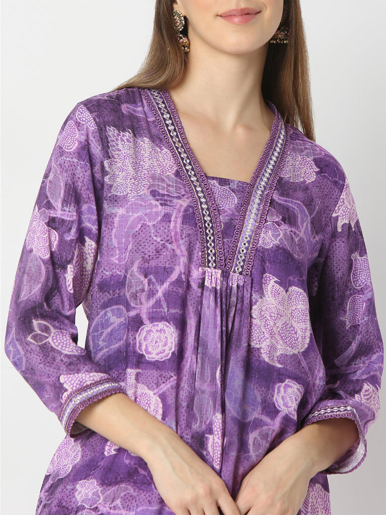 Flare Fit Printed V-Neck Kurta