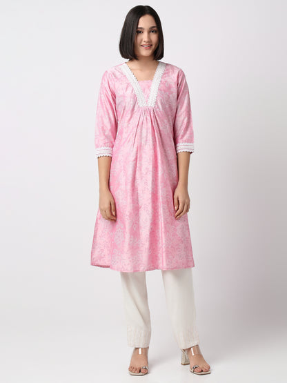 Flare Fit Printed Three-Fourth Sleeve Kurta