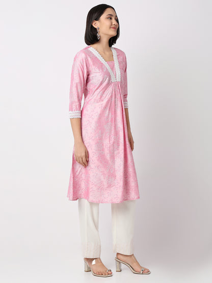 Flare Fit Printed Three-Fourth Sleeve Kurta