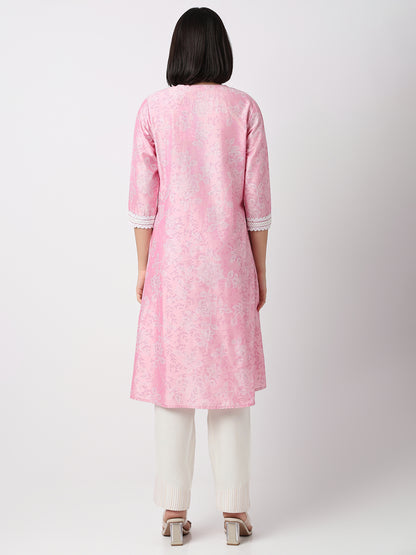Flare Fit Printed Three-Fourth Sleeve Kurta