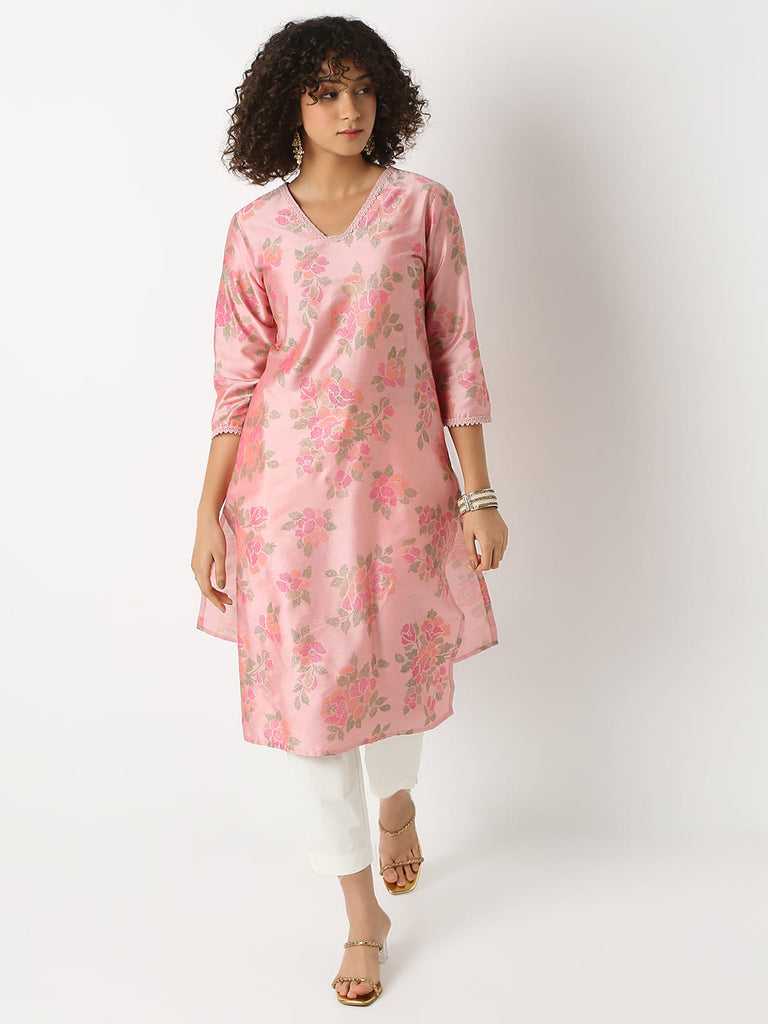 Straight Fit Printed V-Neck Kurta