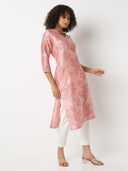 Straight Fit Printed V-Neck Kurta