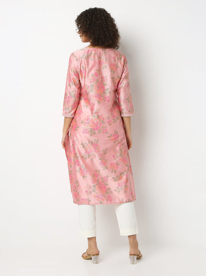 Straight Fit Printed V-Neck Kurta