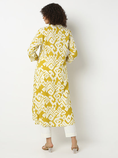 Flare Fit Printed V-Neck Three-Fourth Sleeve Kurta