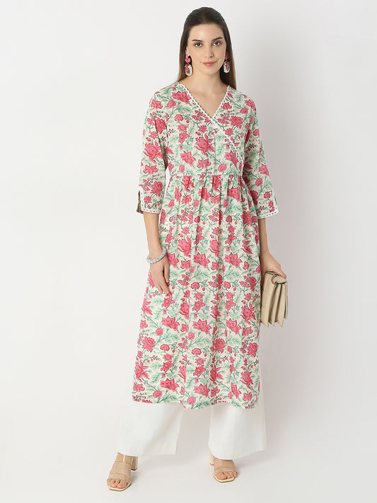 Flare Fit Printed V-Neck Kurta