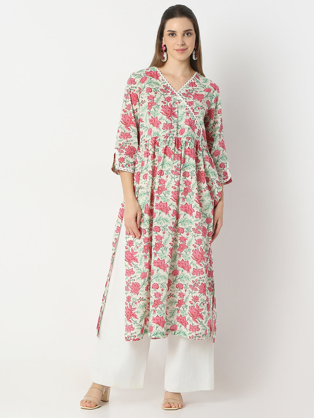 Flare Fit Printed V-Neck Kurta