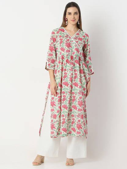 Flare Fit Printed V-Neck Kurta