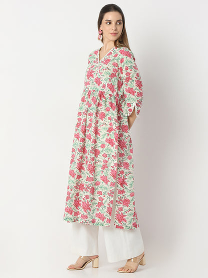 Flare Fit Printed V-Neck Kurta
