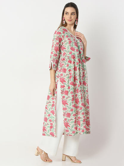 Flare Fit Printed V-Neck Kurta