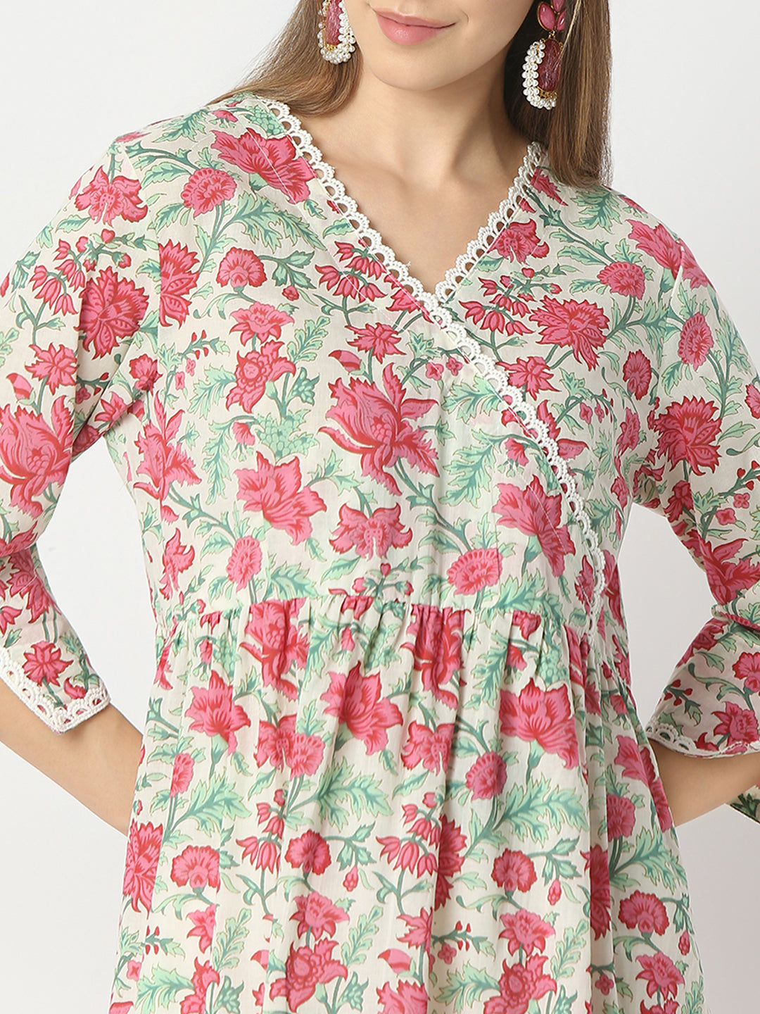 Flare Fit Printed V-Neck Kurta