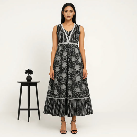 Flare Fit Printed V-Neck Kurta