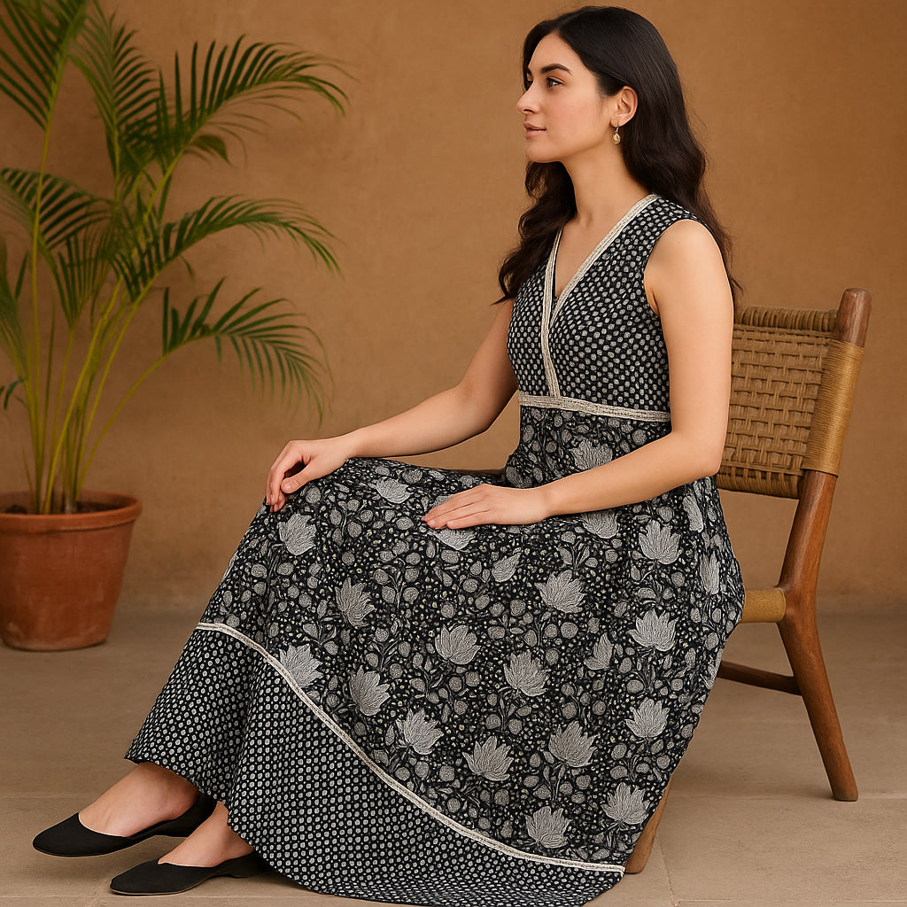 Flare Fit Printed V-Neck Flash Buy Kurta