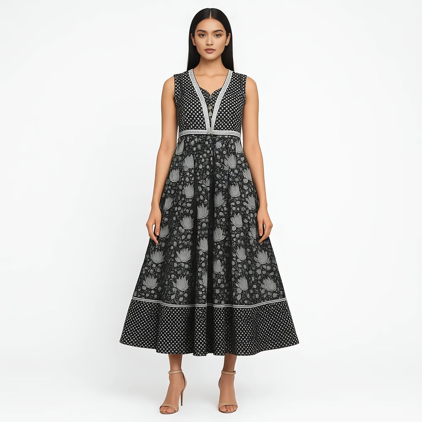 Flare Fit Printed V-Neck Kurta