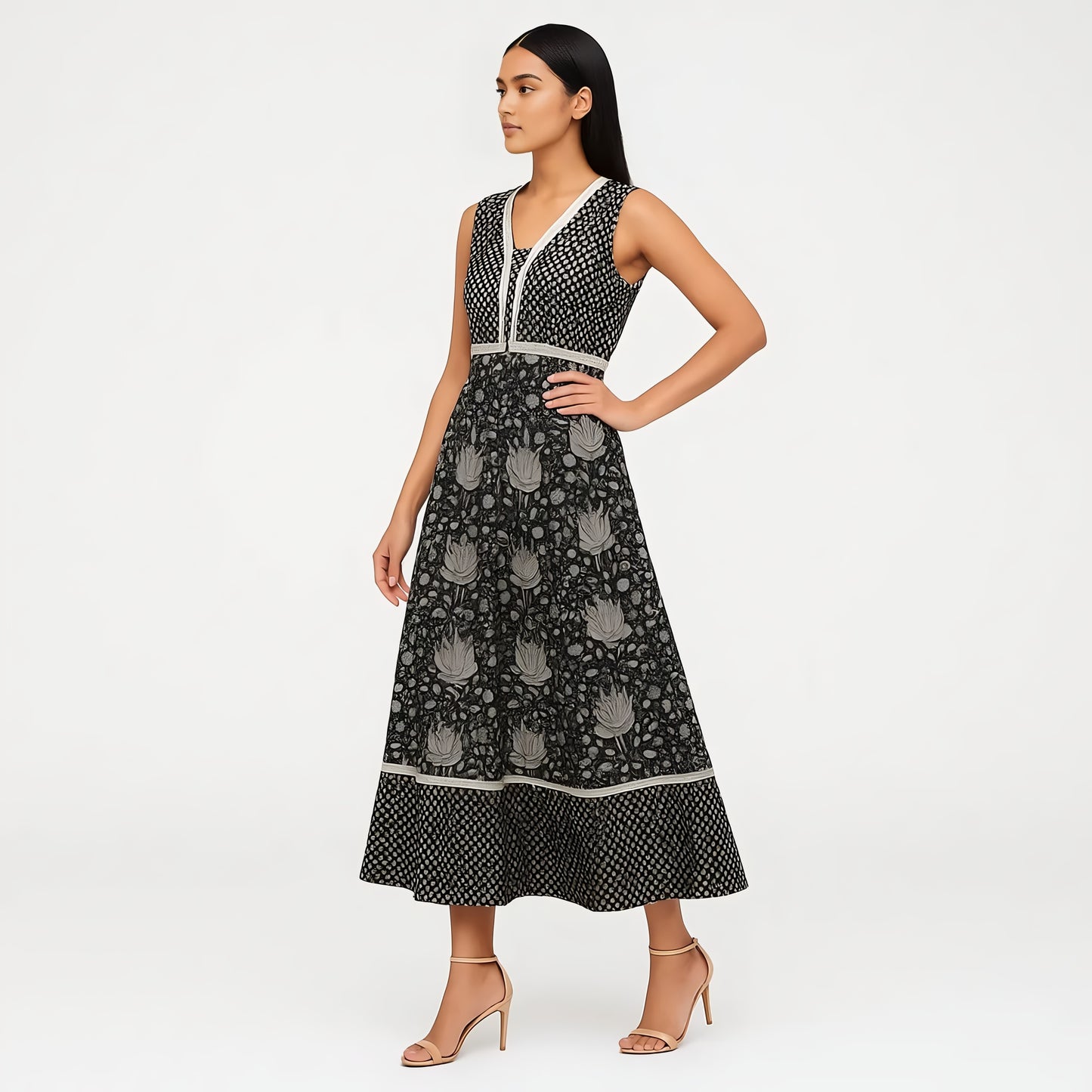 Flare Fit Printed V-Neck Kurta