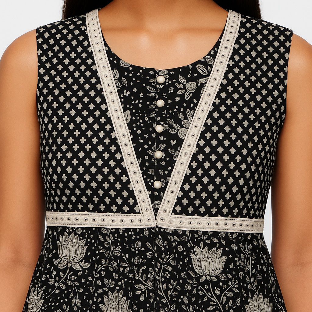 Flare Fit Printed V-Neck Kurta