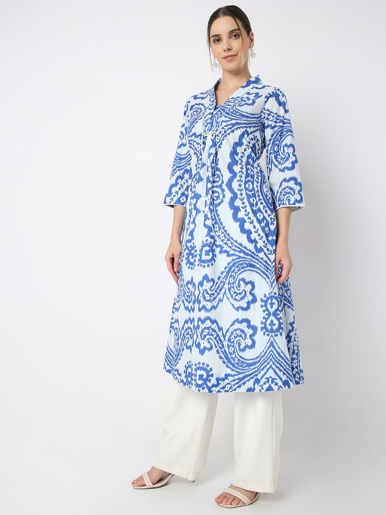 Regular Fit Printed V Neck Straight All Over Print Kurta