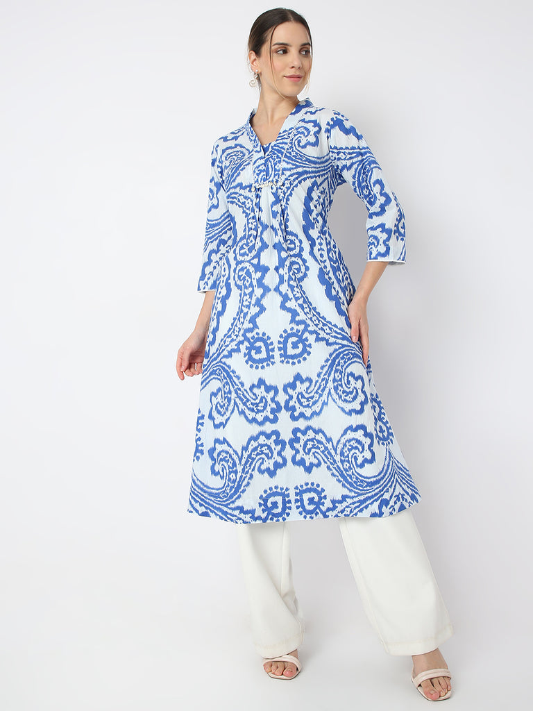 Regular Fit Printed V Neck Straight All Over Print Kurta