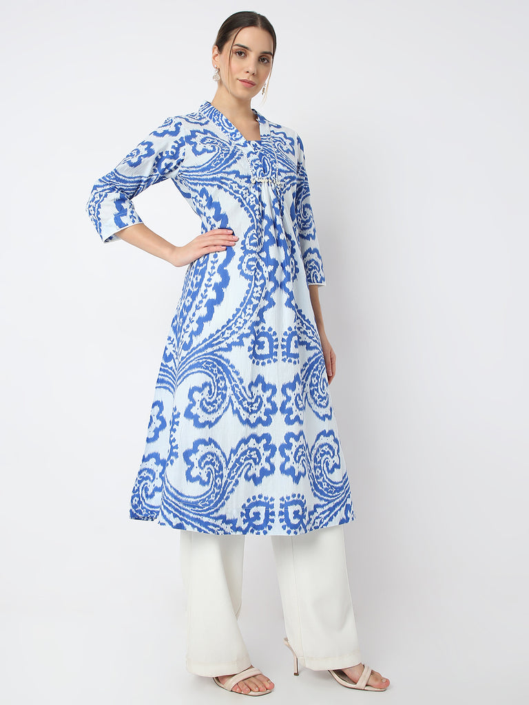 Regular Fit Printed V Neck Straight All Over Print Kurta