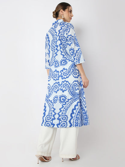 Regular Fit Printed V Neck Straight All Over Print Kurta
