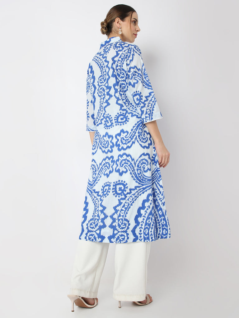 Regular Fit Printed V Neck Straight All Over Print Kurta