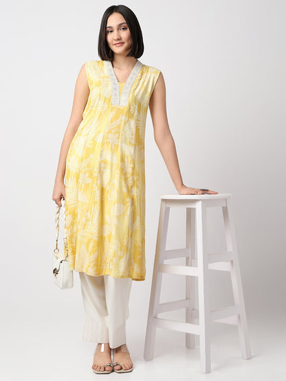 Regular Fit Printed Sleeveless Kurta