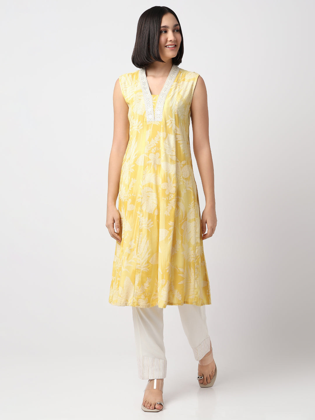 Regular Fit Printed Sleeveless Kurta