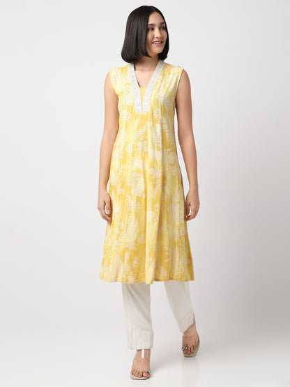 Regular Fit Printed Sleeveless Kurta