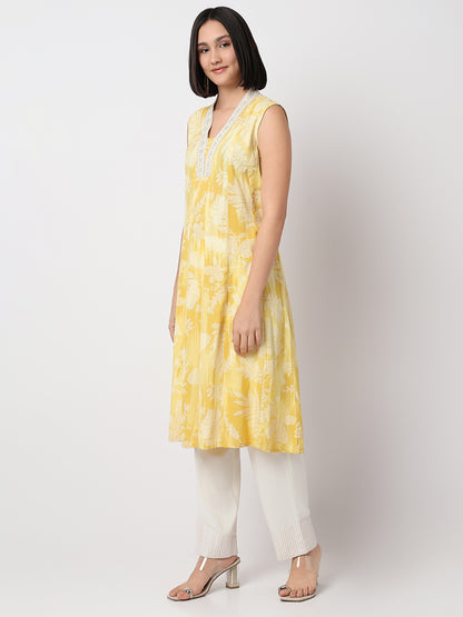 Regular Fit Printed Sleeveless Kurta