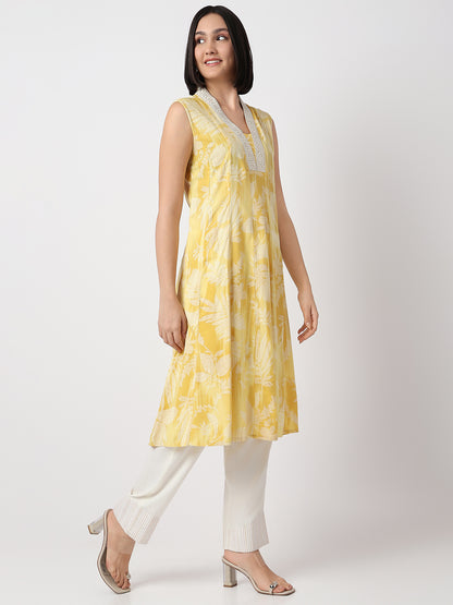 Regular Fit Printed Sleeveless Kurta