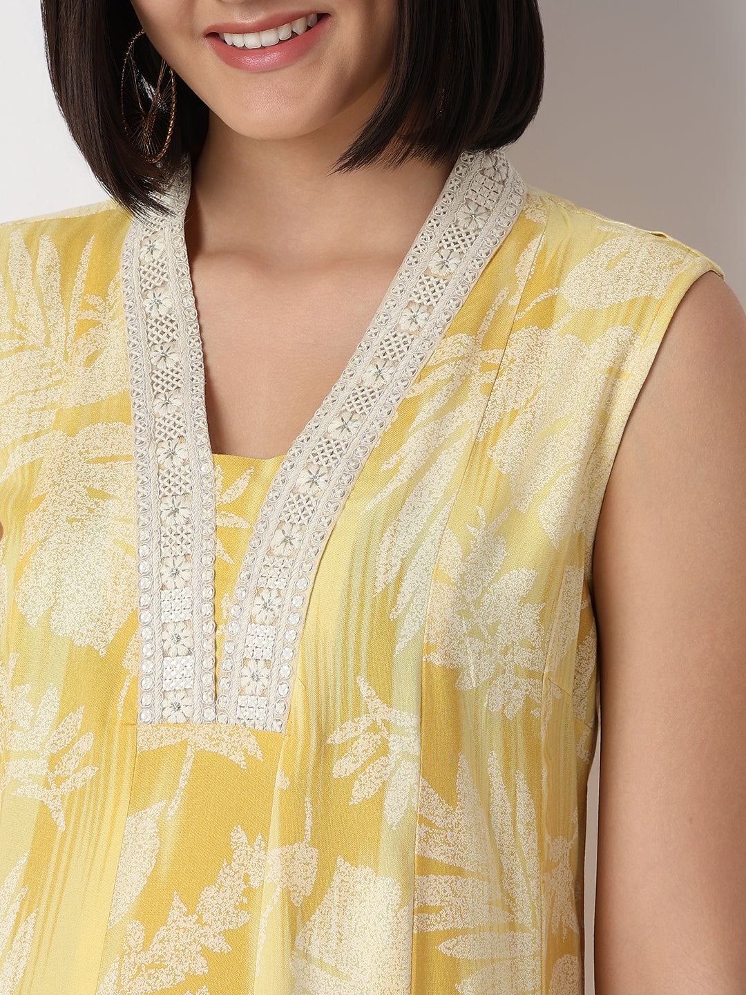 Regular Fit Printed Sleeveless Kurta