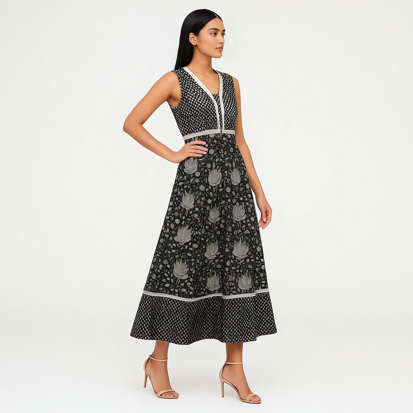 Flare Fit Printed V-Neck Kurta