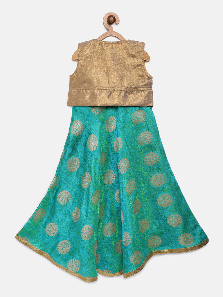 Kids Girls Flared Sleeveless Rama Green Dress