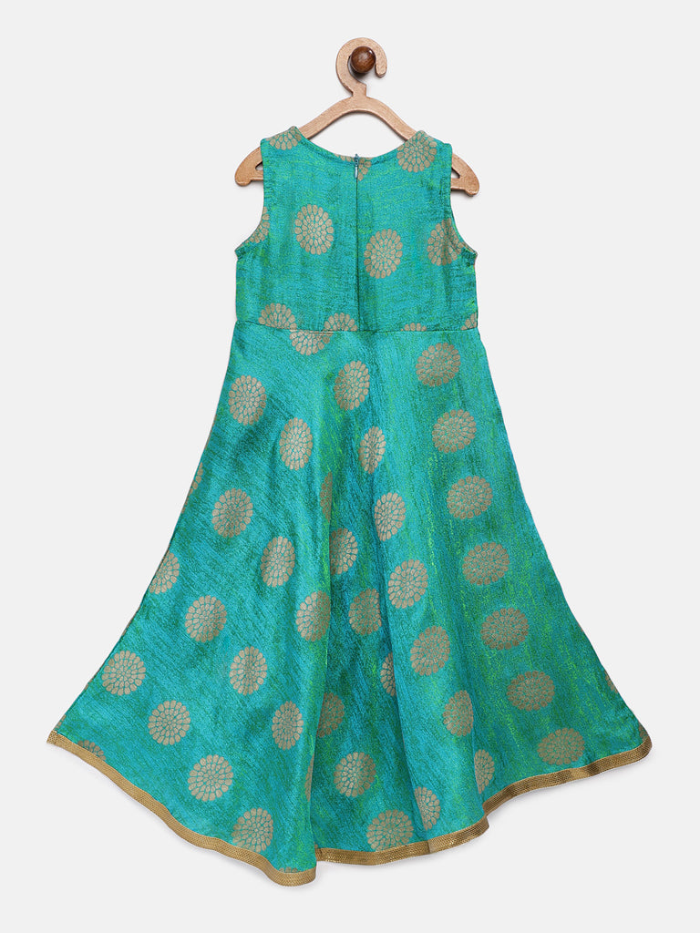 Kids Girls Flared Sleeveless Rama Green Dress