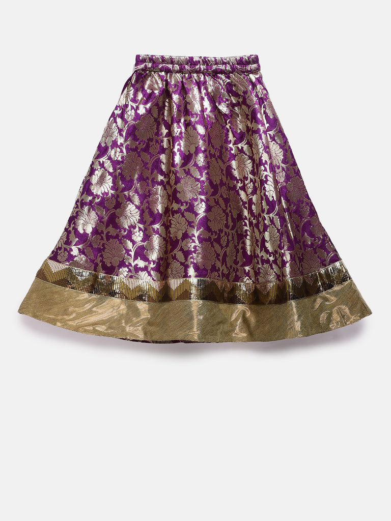 Kids Girls Flared Sleeveless Magenta Lehenga Set