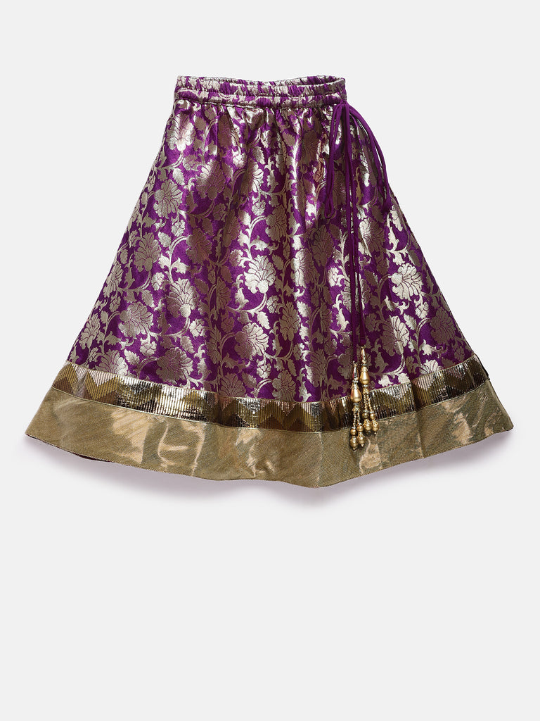 Kids Girls Flared Sleeveless Magenta Lehenga Set