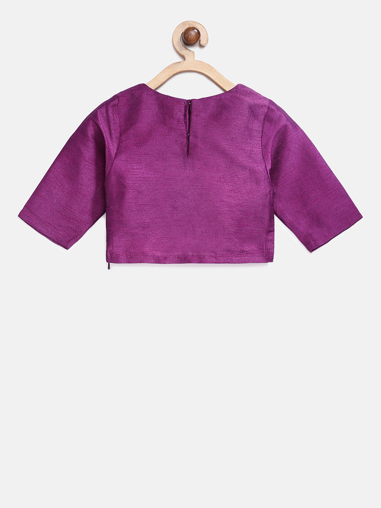 Kids Girls Flared Sleeveless Magenta Lehenga Set