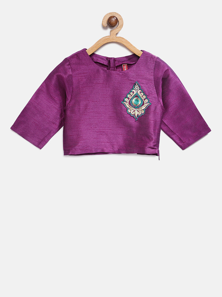 Kids Girls Flared Sleeveless Magenta Lehenga Set