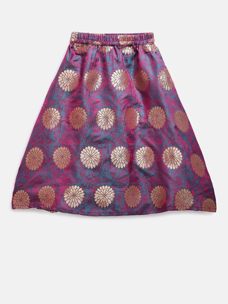 Kids Girls Flared Sleeveless Magenta Lehenga Set