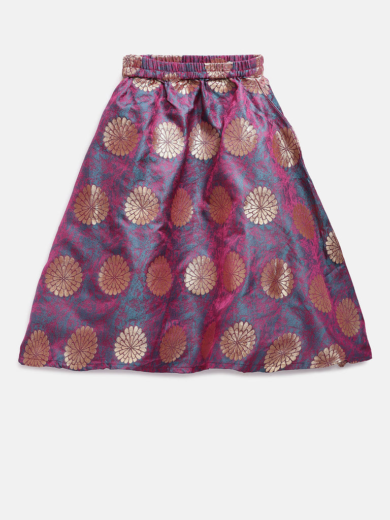 Kids Girls Flared Sleeveless Magenta Lehenga Set
