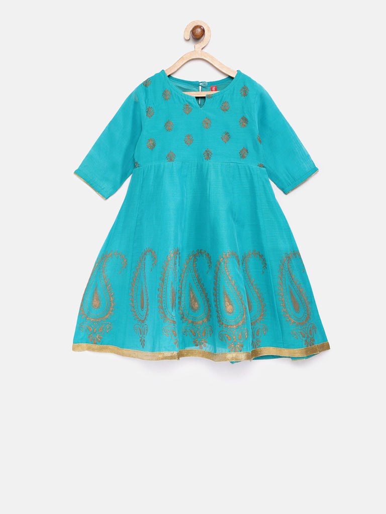 Kids Girls Kalidar Three-Fourth Teal Skd